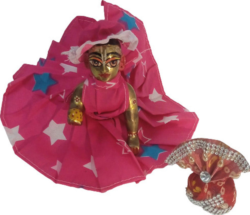Shyam Diwane Set 2: Laddu Gopal Ji in a random cotton dress and pagdi (size 6).