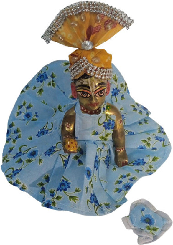 Shyam Diwane Set 2: Laddu Gopal Ji in a random, size 6 cotton dress and pagdi.