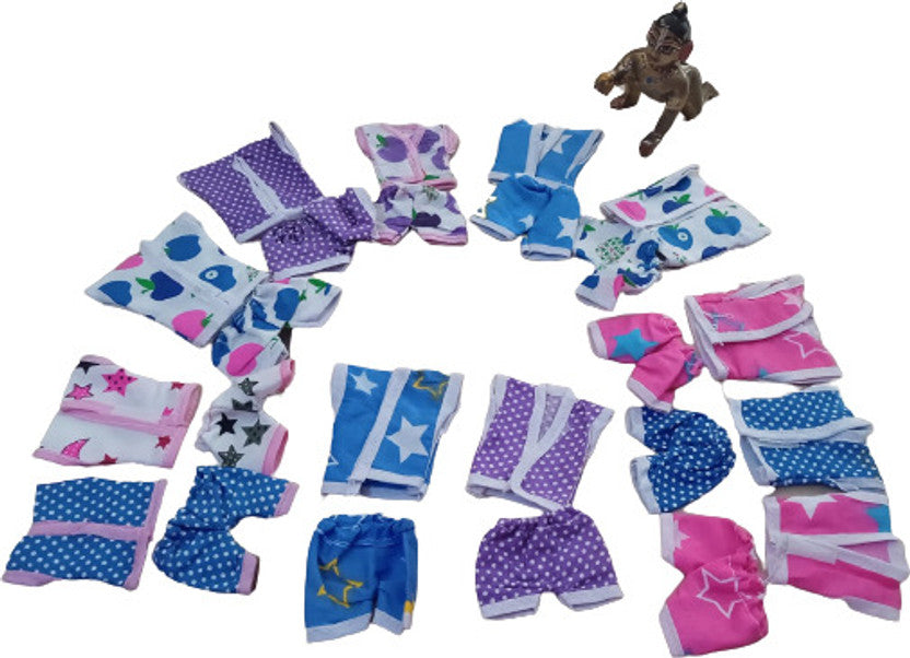 Shyam Diwane Set of 12 Laddu Gopal Ji Cotton Night Suits and Nikker Suits in Size 4.