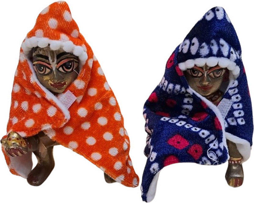 Shyam Diwane Set of 4 Laddu Gopal Ji Winter Hoodies in Size 0 and 1, featuring a random color dress, perfect for keeping your deity warm during the winter season.