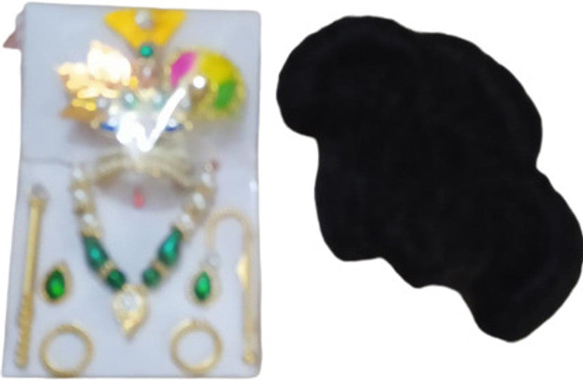 Shyam Diwane Combo 2 Laddu Gopal Ji Simple Bal Mukut Set Size 0-2 with Dress