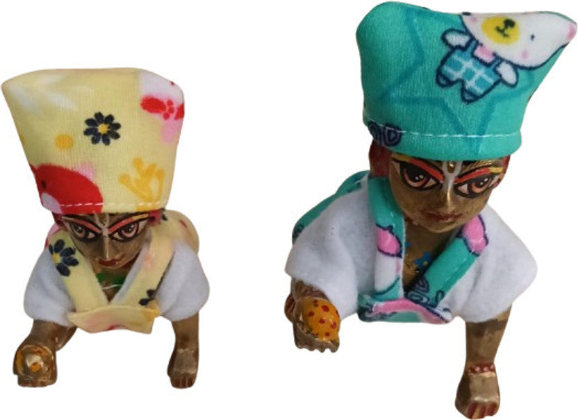 Shyam Diwane Peck 3 Laddu Gopal Ji Winter Bib Suit, Size 0-1, Random Color Dress - a warm and adorable winter outfit for your Laddu Gopal, featuring a bib and suit in a randomly selected color.