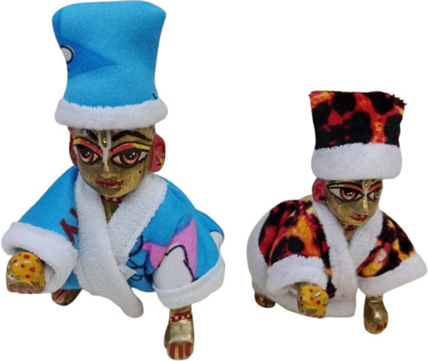 Shyam Diwane Set of 4 Laddu Gopal Ji velvet suits in size 0/1, random colors.