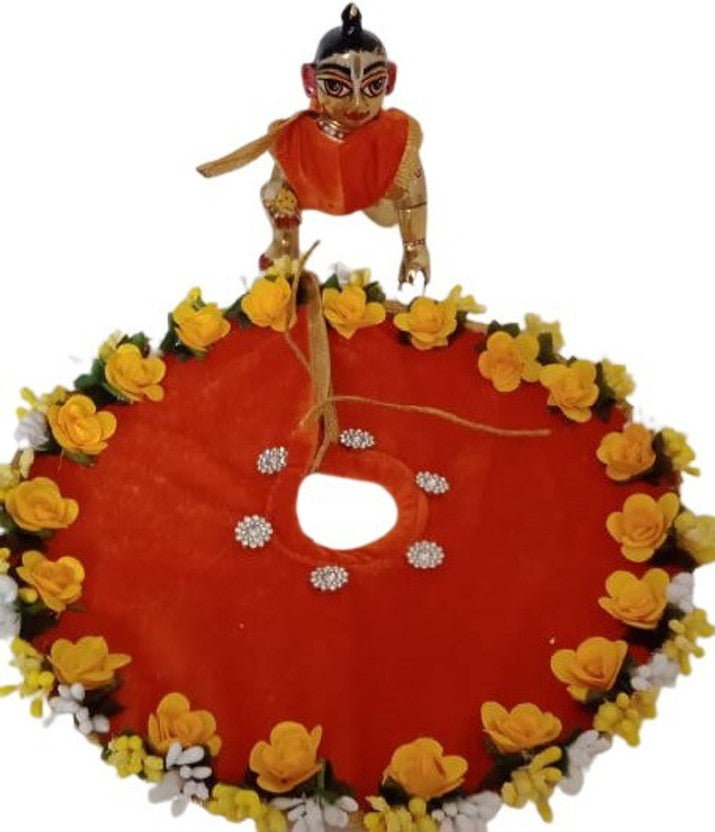 Shyam Diwane Laddu Gopal dress with a heavy flower design and free mukut, size 4.
