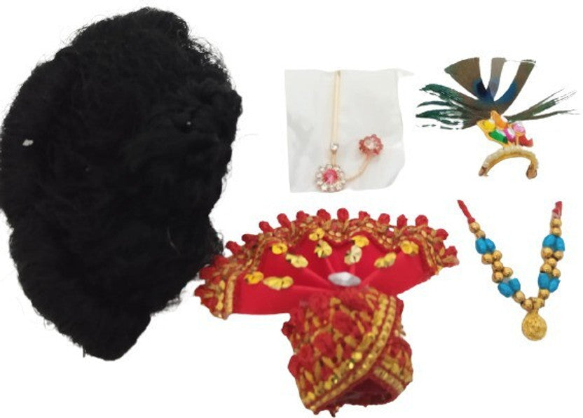 Shyam Diwane Laddu Gopal Combo: Four dresses and complete shringar set for size 2 Laddu Gopal. This set includes four beautiful dresses and all the necessary accessories (shringar) to adorn your Laddu Gopal, creating a complete and devotional look.