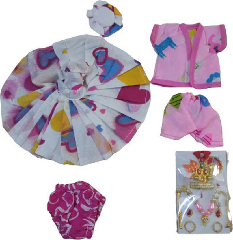 Shyam Diwane Laddu Gopal Ji cotton night suit, nikker, and mukut set size 3.