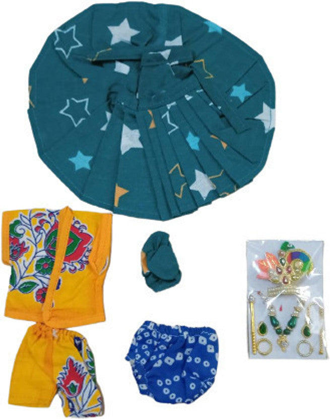Shyam Diwane Laddu Gopal Ji cotton night suit, including cotton dress, nikker, and mukut set, size 3.