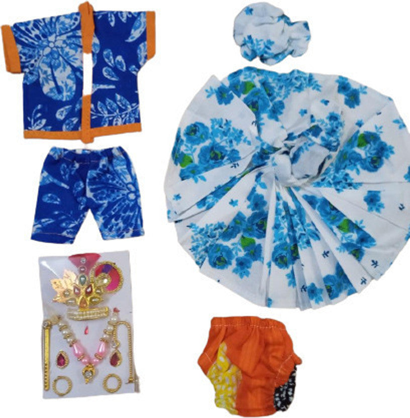 Shyam Diwane Size 3 Laddu Gopal Ji Cotton Night Suit with Nikker Mukut Set