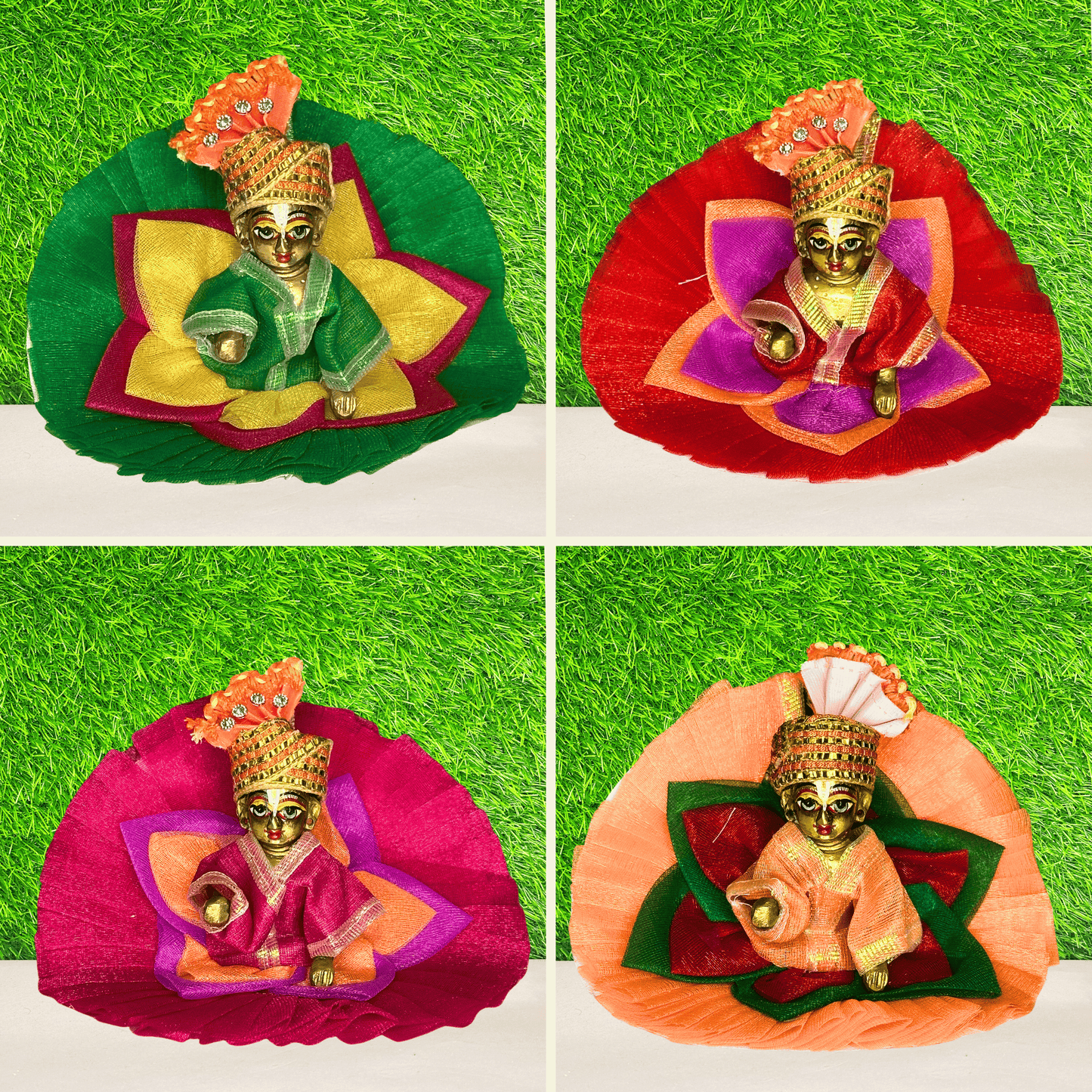 4 pack combo of lotus design laddu gopal dress