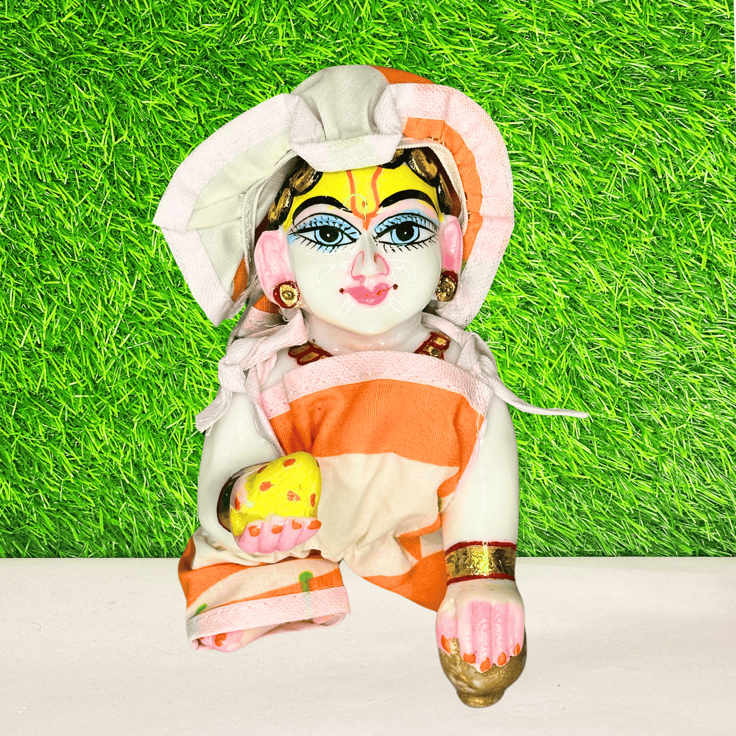 cotton checks printed orange color jump suit laddu gopal