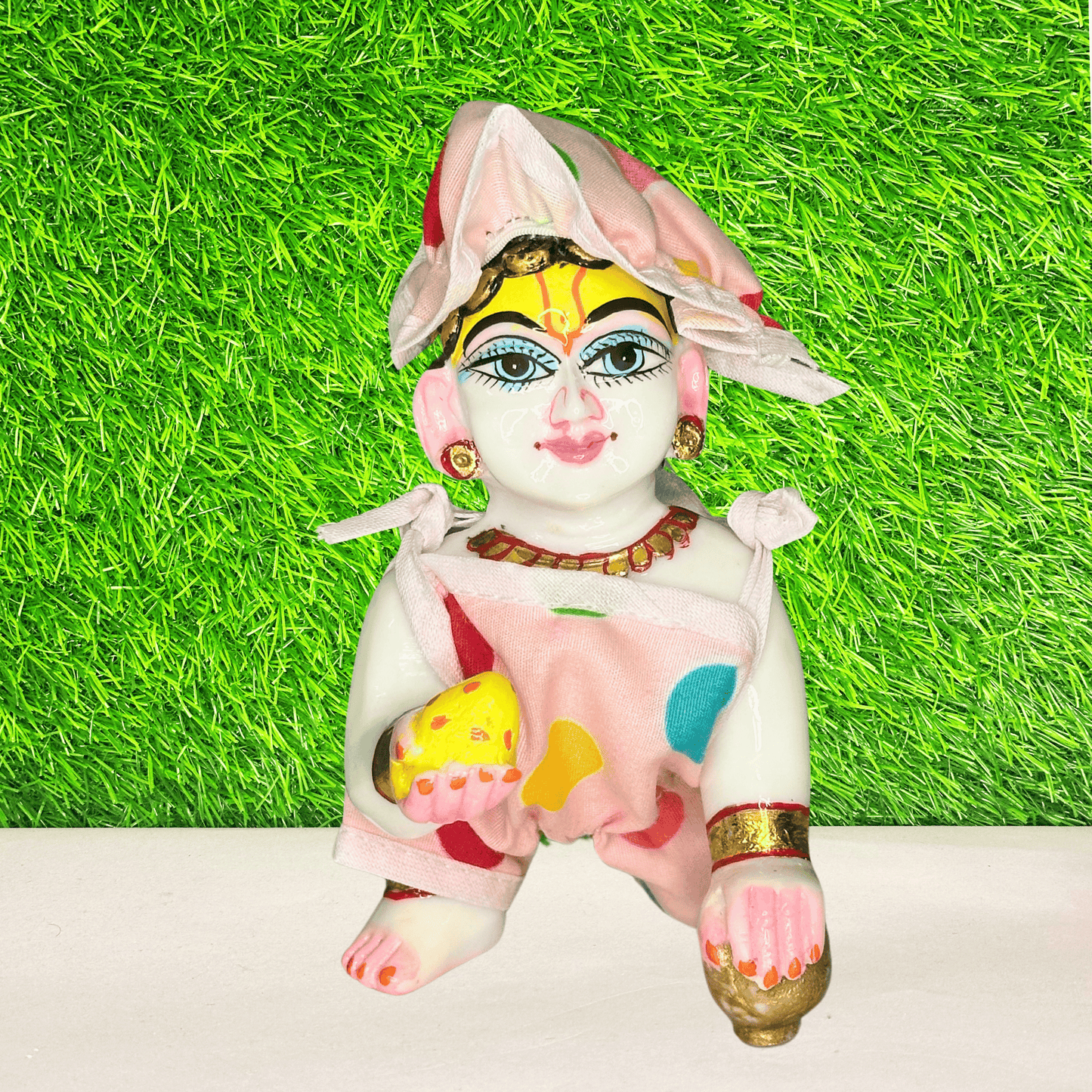 cotton checks printed light pink color jump suit laddu gopal