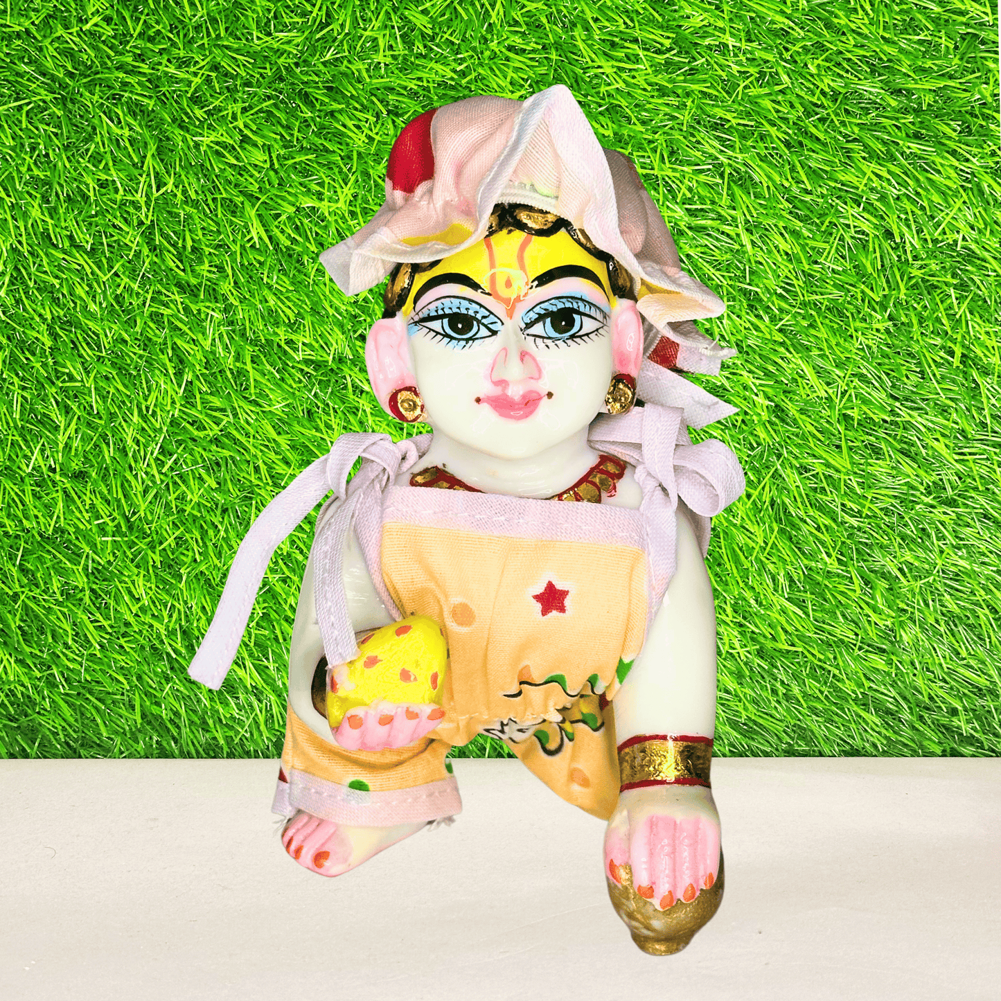 cotton checks printed peach color jump suit laddu gopal