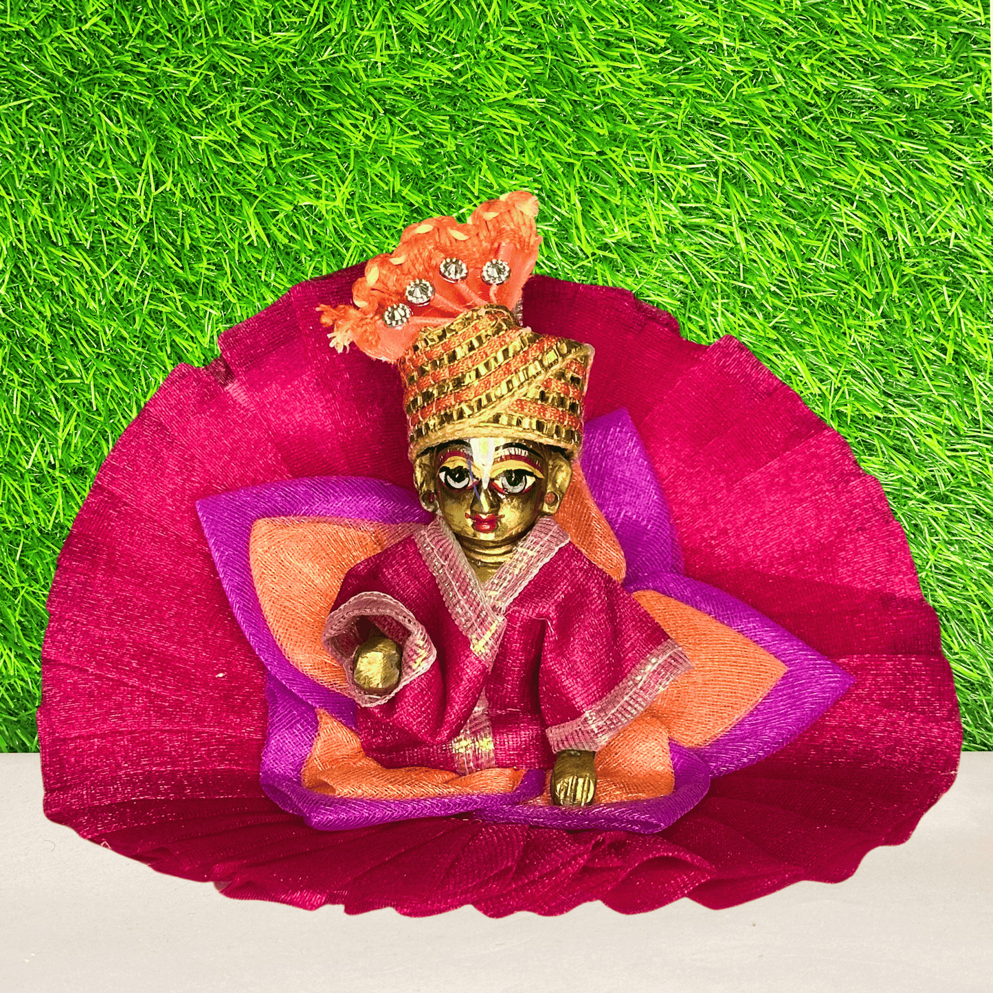 lotus design pink color laddu gopal dress