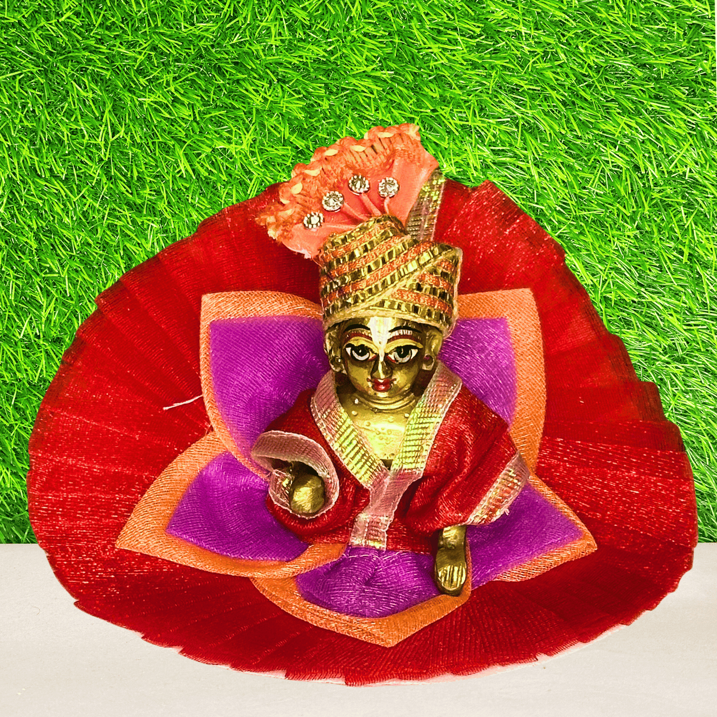lotus design red color laddu gopal dress