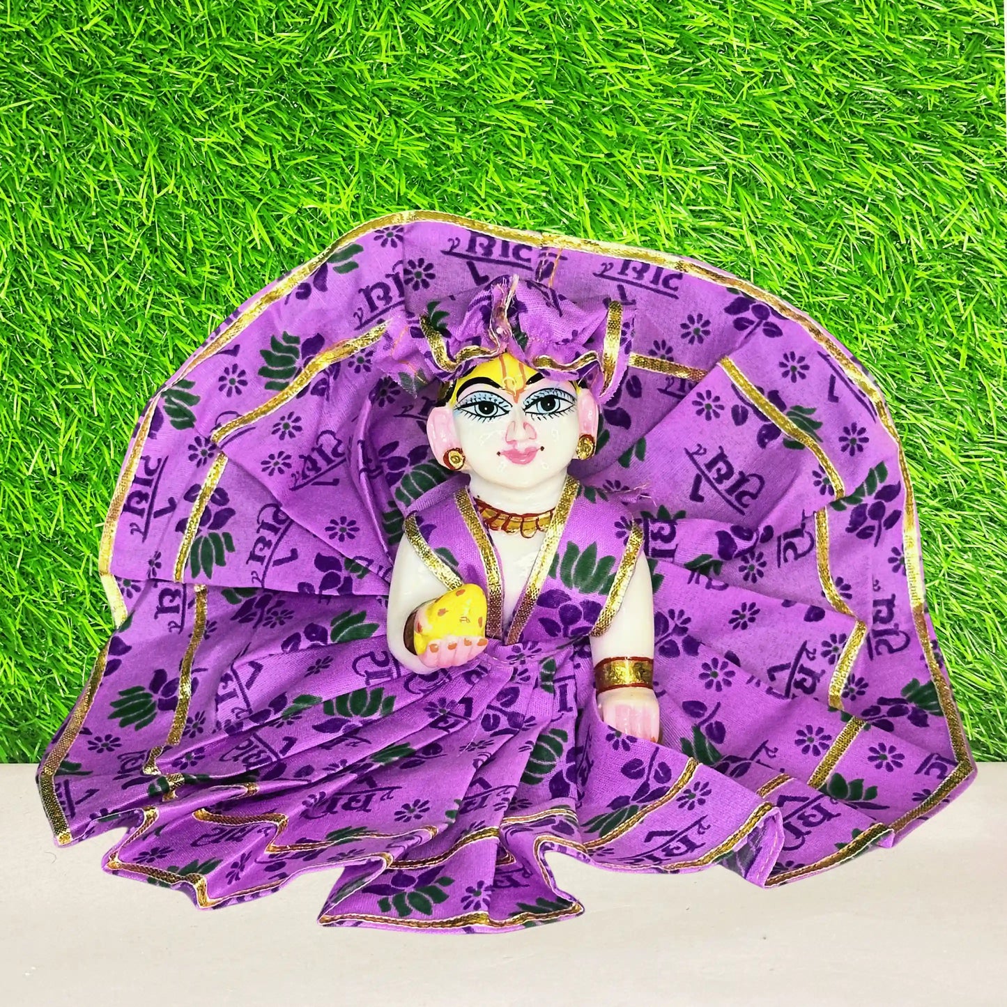 radhey radhey printed purple dress for laddu gopal ji