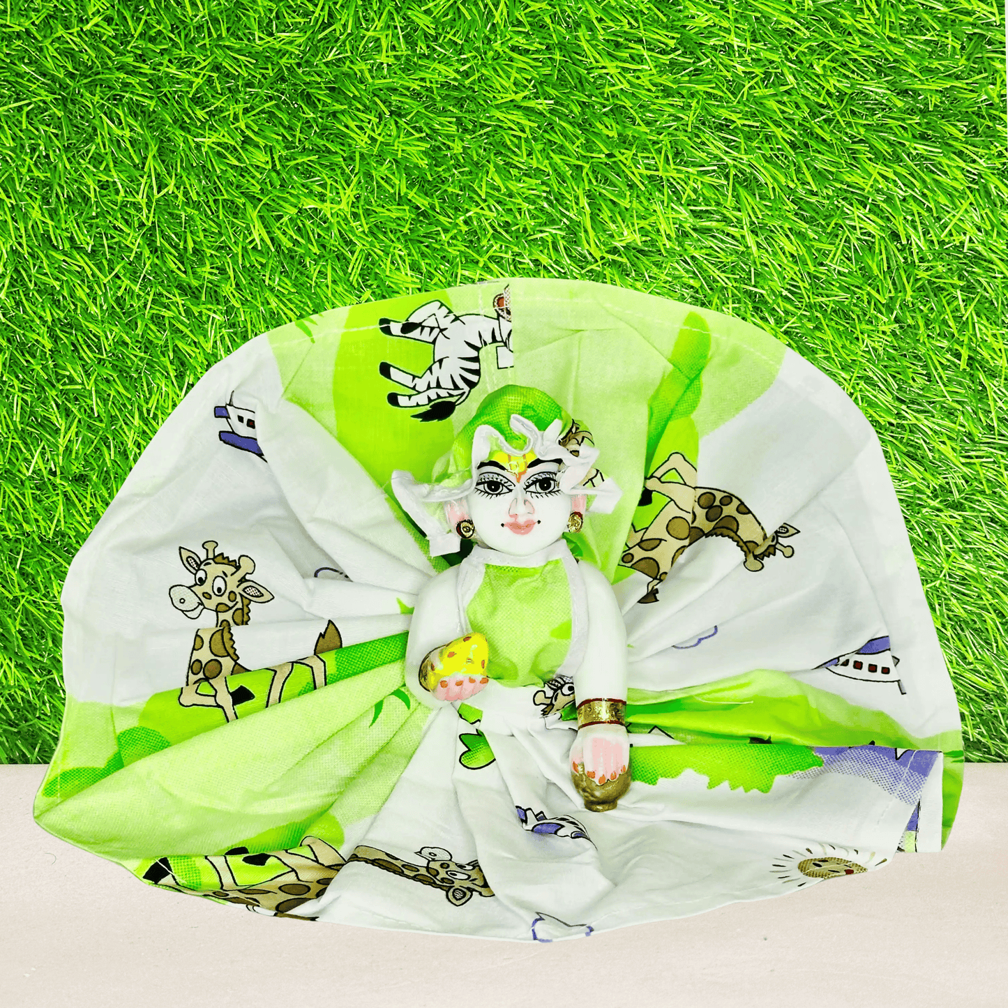 summer special cotton green printed dress for laddu gopal ji
