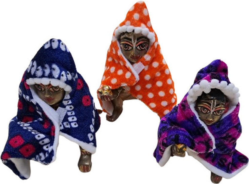 Shyam Diwane Set of 3 Laddu Gopal Ji winter hoodies size 5 in random colors.