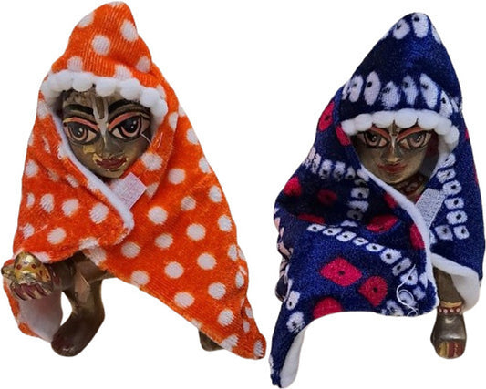 Shyam Diwane Set 2 Laddu Gopal Ji winter velvet hoddi size 4 dress, random color.