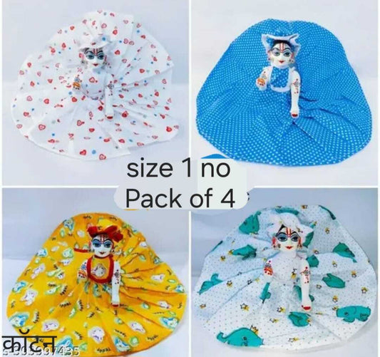 Shyam Diwane Pack of 4 Laddu Gopal Ji Cotton Dresses - Summer Size 1