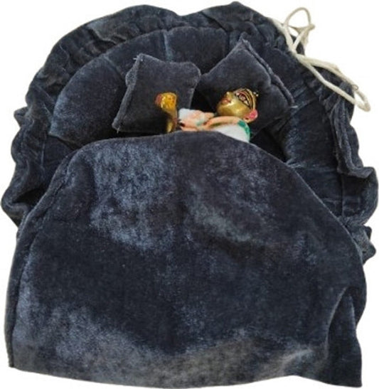 Shyam Diwane Laddu Gopal Ji Winter Velvet Gaddi Set, Size 4-6, Random Color D2779 Dress. A cozy and comfortable winter outfit for your Laddu Gopal ji, featuring a velvet gaddi (seat) and a matching dress in a randomly selected color. Perfect for keeping your deity warm during the colder months.