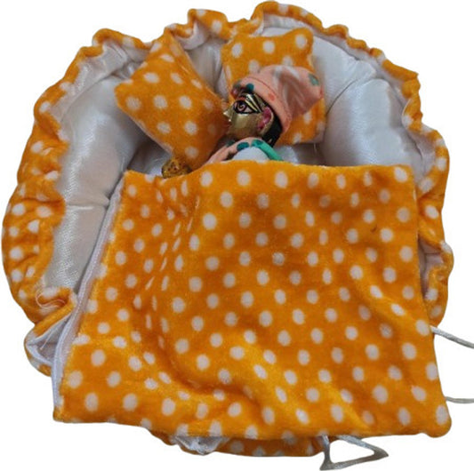 Shyam Diwane Laddu Gopal Ji winter velvet gaddi set size 0-3 with a random color dress.