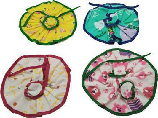 Shyam Diwane Laddu Gopal combo featuring four cotton dresses and a cap, size 0-2, design D487.