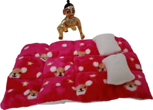 Shyam Diwane heavy velvet quilt blanket with two cushions, size 3/4, in a color matching dress D3899.