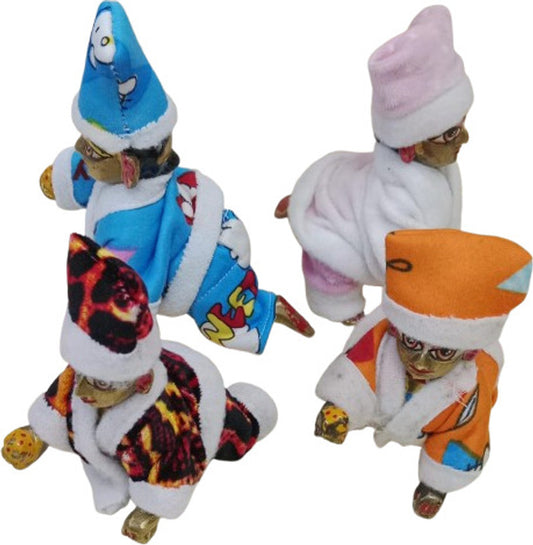 Shyam Diwane Set of 4 Laddu Gopal Ji Velvet Suits in Size 2 with Random Color Dresses