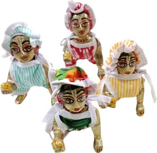 Shyam Diwane Set of 4 Laddu Gopal Summer Cotton Jump Suits in Size 3 with Random Colors.