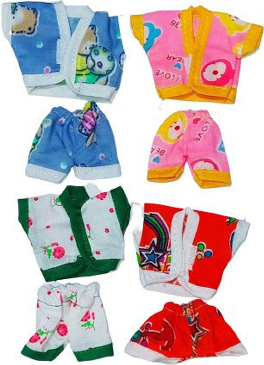 Shyam Diwane Laddu Gopal combo set of 4 cotton night dresses, size 0, dress design D111.