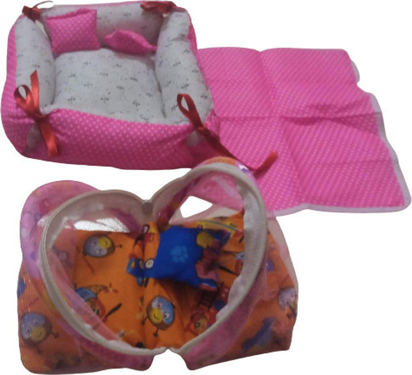 Shyam Diwane Combo: Laddu Gopal Ji cotton gaddi and mosquito net (size 3-4) with dress (D1099).