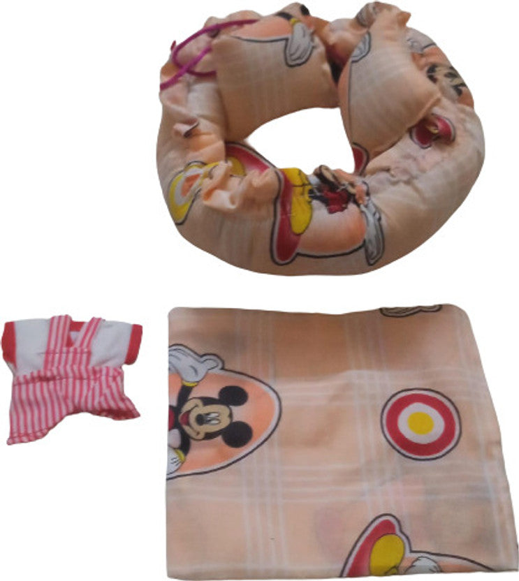 Shyam Diwane Combo: Two Laddu Gopal Ji cotton gaddis with bib and suit in size 5-6. Includes a random dress.