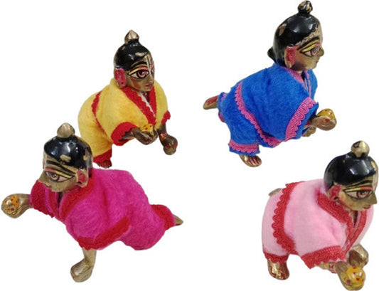 Shyam Diwane Set of 4 Laddu Gopal Ji Winter Night Suits in Size 5 with Random Designs.