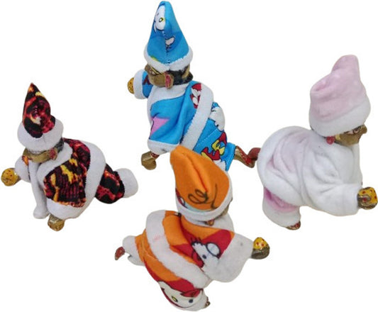 Shyam Diwane set of 4 Laddu Gopal winter velvet suits in size 3, multicolored dresses.