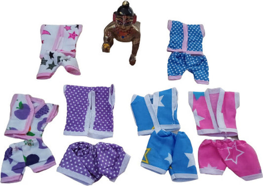 Shyam Diwane Set of 6 Laddu Gopal Ji cotton night suits and cotton nikker suits in sizes 0 and 1.