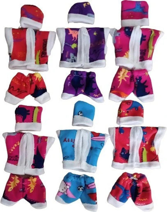 Shyam Diwane Set of 6 Laddu Gopal Winter Velvet Suits (Size 5, Random Colors) - Perfect for dressing your Laddu Gopal in warm and stylish winter attire.