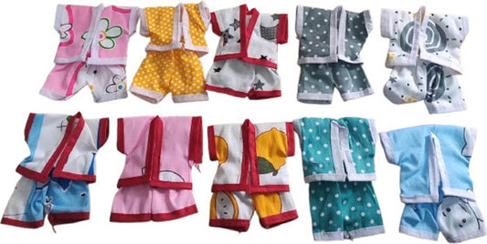 Shyam Diwane Set of 8 Laddu Gopal Ji Cotton Night Suits in size 6, featuring a random color and design (d2406).