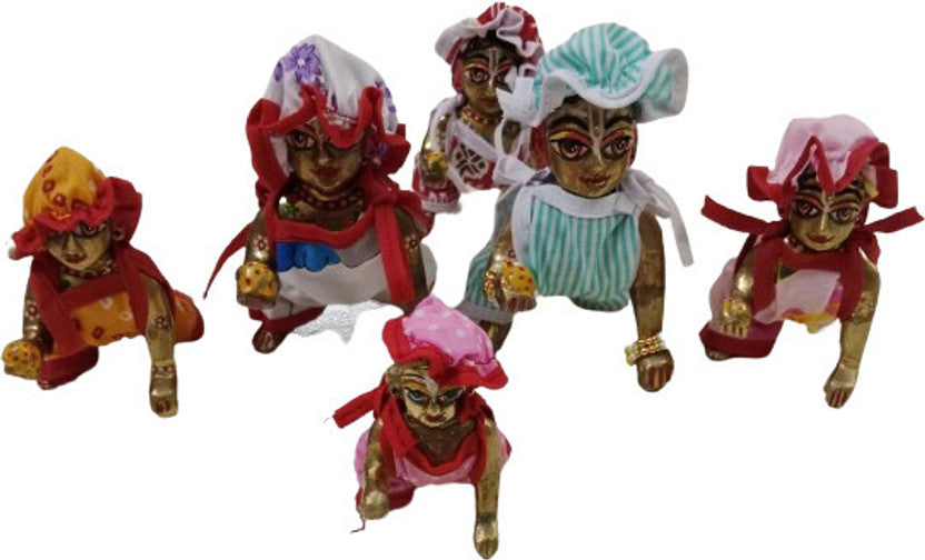 Shyam Diwane Set of 6 Laddu Gopal Ji Summer Cotton Jump Suits, Size 4. Features a variety of random print colors.