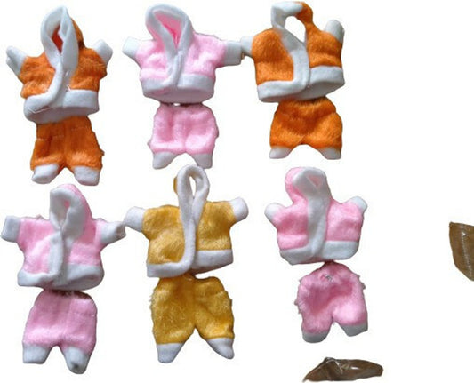 Shyam Diwane Set of 4 Laddu Gopal Winter Special Velvet Dresses, Size 3, Random Colors