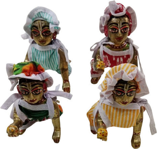 Shyam Diwane Set of 4 Laddu Gopal Summer Cotton Jump Suits in assorted random colors. The set is available in sizes 0 and 1.