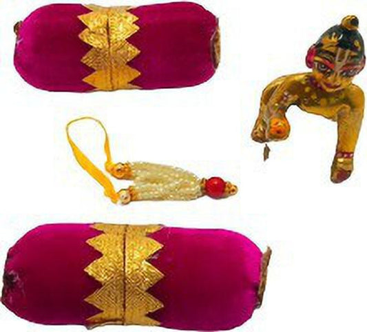 Shyam Diwane Pair Cushions Takiya Pillows for Laddu Gopal, handmade with premium quality fabric, complementing the D1516 dress.