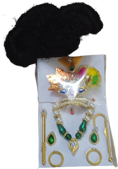 Shyam Diwane Combo 2: Laddu Gopal Ji simple Bal Mukut set (size 0-2) with dress.