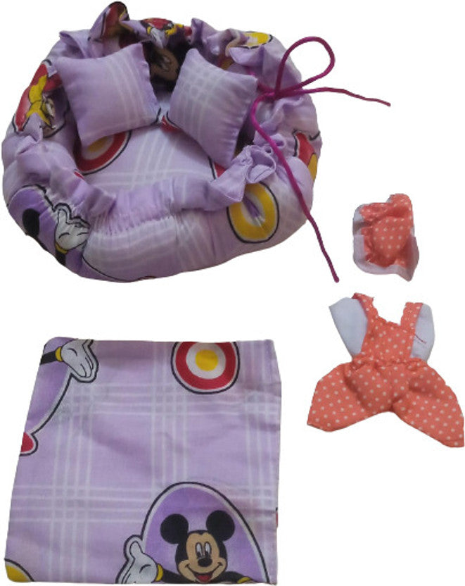 Shyam Diwane Combo: Two Laddu Gopal Ji cotton gaddis with bib and suit, size 5-6, featuring a random assortment of dresses.
