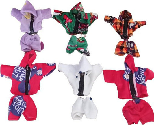 Shyam Diwane Set of 6 Laddu Gopal Ji Velvet Jackets in Assorted Colors and Designs, Sizes 0 and 1