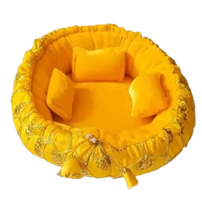 Shyam Diwane Laddu Gopal winter velvet yellow gaddi set